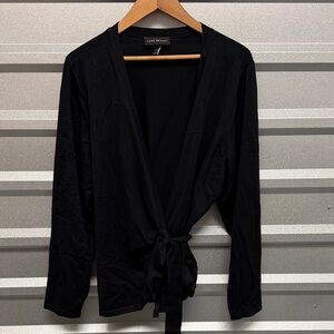 Lane Bryant Black Tie Wrap Cardigan Sweater Size 22/24 Office Classy Stretch Top